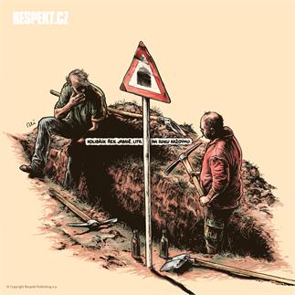Ilustrace z titulní strany Respektu 49/2013