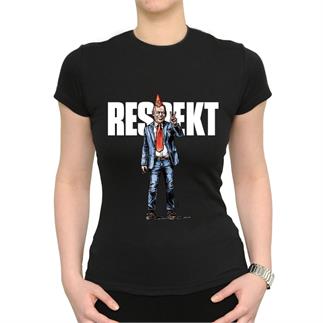 Dámské černé triko s nápisem Respekt a ilustrací Havla