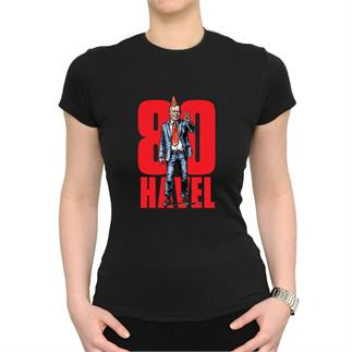 Dámské černé triko s nápisem 80 HAVEL a ilustrací