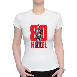 Dámské bílé triko s nápisem 80 HAVEL a ilustrací
