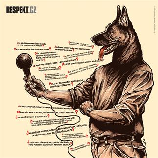 Ilustrace z titulní strany Respektu 41/2013